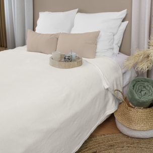 Plaid uni en polaire molletonnée - Ecru