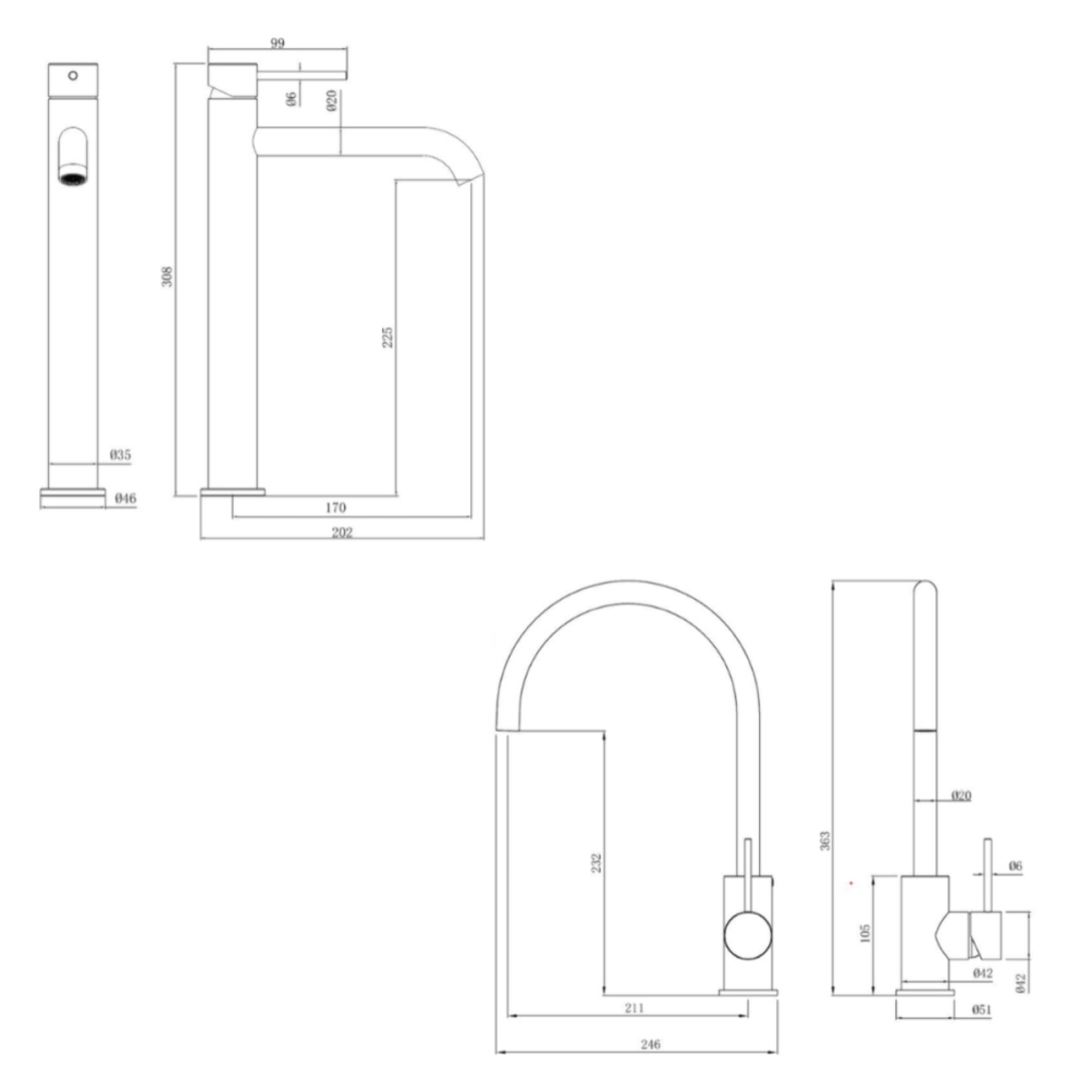 Aurum set mitigeur lavabo haut acier inoxydable + mitigeur cuisine avec bras pivotant, or rose (SATBR2805BRG)