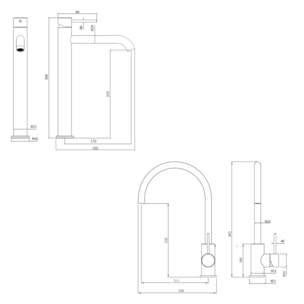 Aurum set mitigeur lavabo haut acier inoxydable + mitigeur cuisine avec bras pivotant, or rose (SATBR2805BRG)