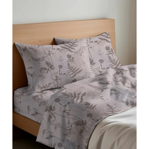 Coppia Federe per cuscini letto SOFFIONE BEIGE 100% Cotone e Made in Italy floreale natura