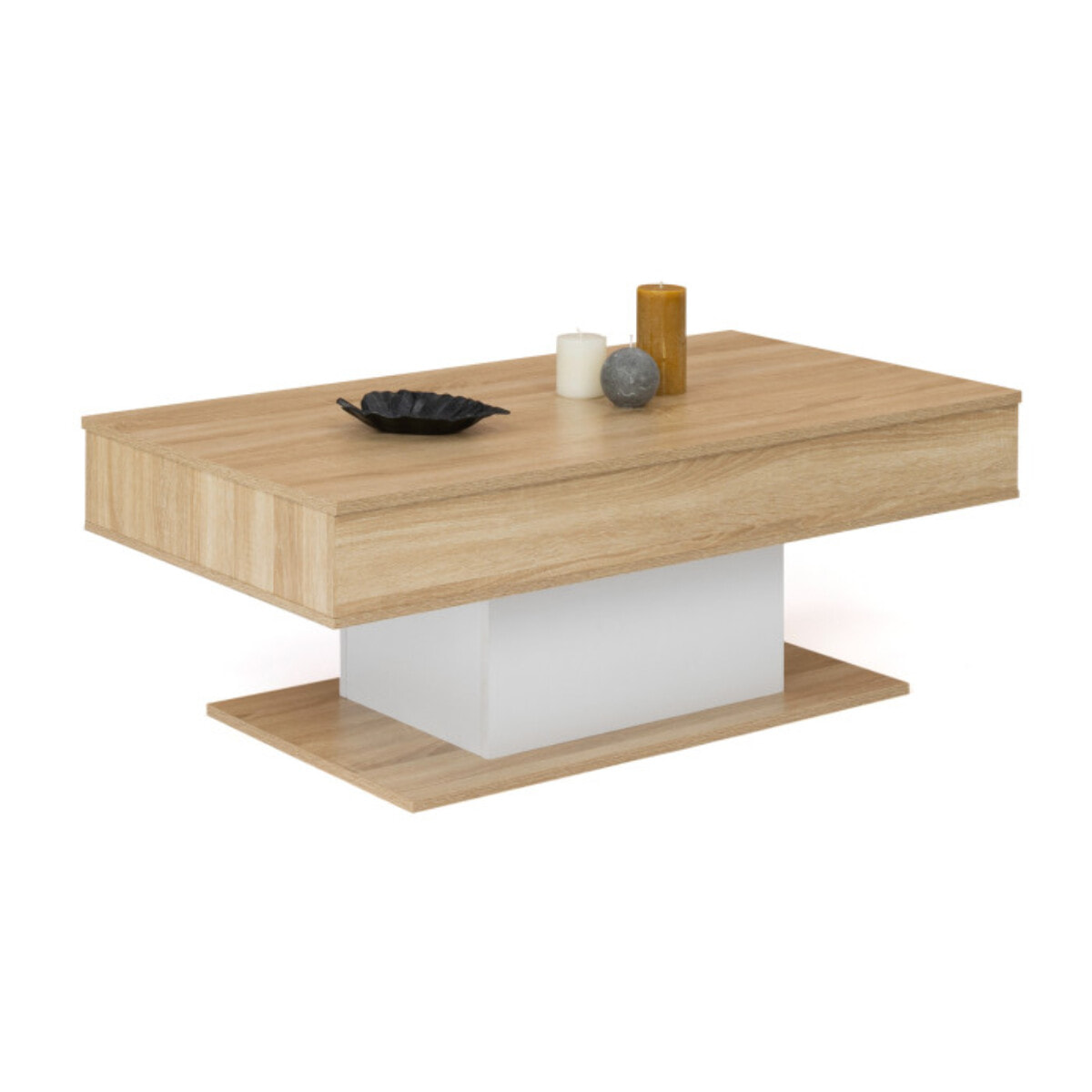 Table basse Tania avec plateau relevable - Bois - Blanc