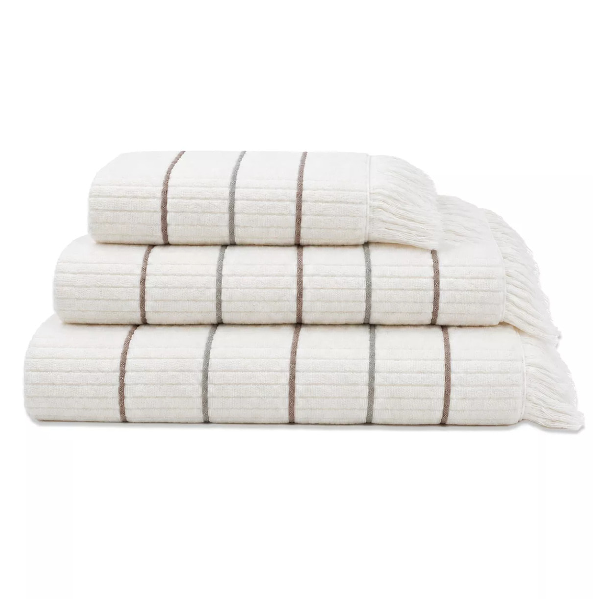 Drap de douche pur coton 580 g/m² tissé teint rayé violet Farniente violine