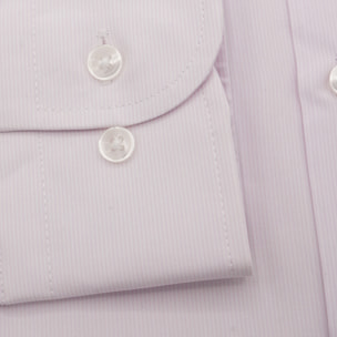 Camicia Uomo 1 Bottone Francese Slim Popeline Rosa/Bianco