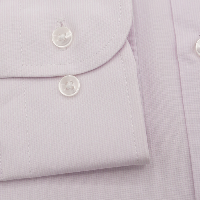 Camicia Uomo 1 Bottone Francese Slim Popeline Rosa/Bianco