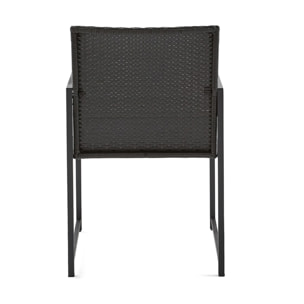 Olaria - ensemble table et chaises de jardin en acier noir - 8 places - coussins gris - Noir / Gris