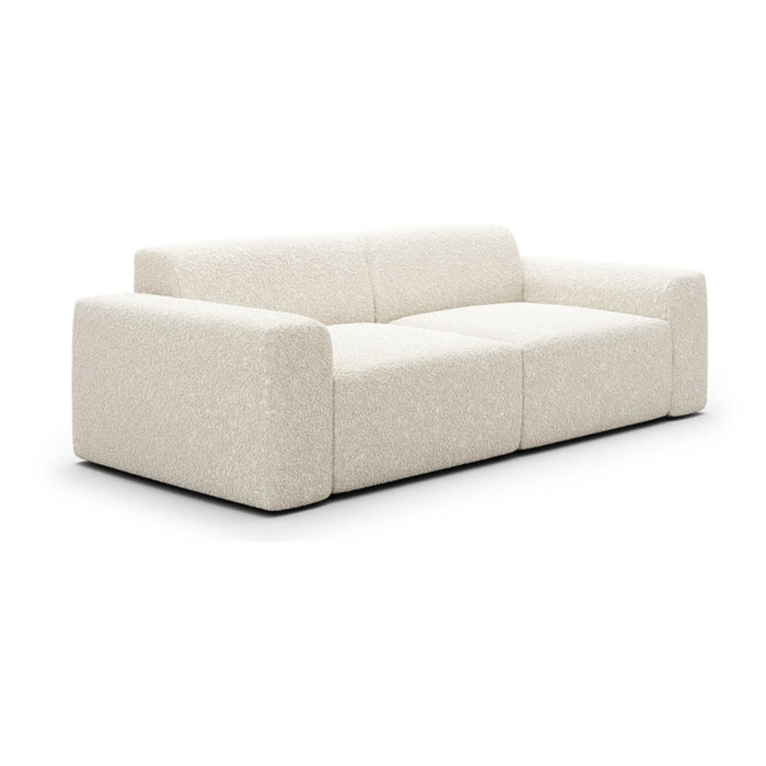 CALYS - Canapé 3 places en tissu bouclette écrue