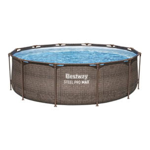Bestway Piscine hors sol tubulaire ronde Bestway Steel Pro Max 366 x 100 cm décor rotin gris sans accessoires