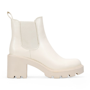 Botines chelsea beige con tacón
