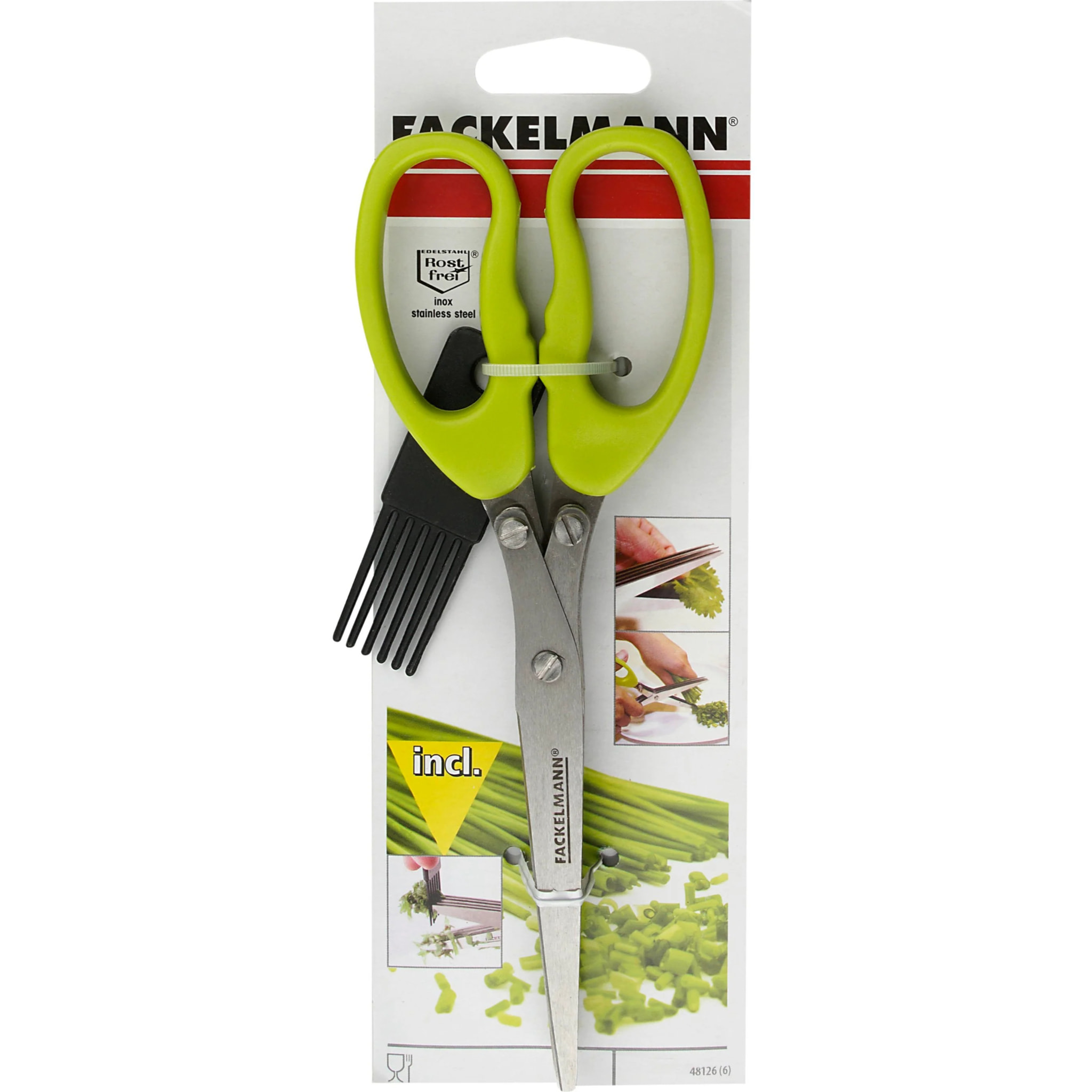 Ciseaux pour herbes aromatiques avec brosse de nettoyage Fackelmann Basic