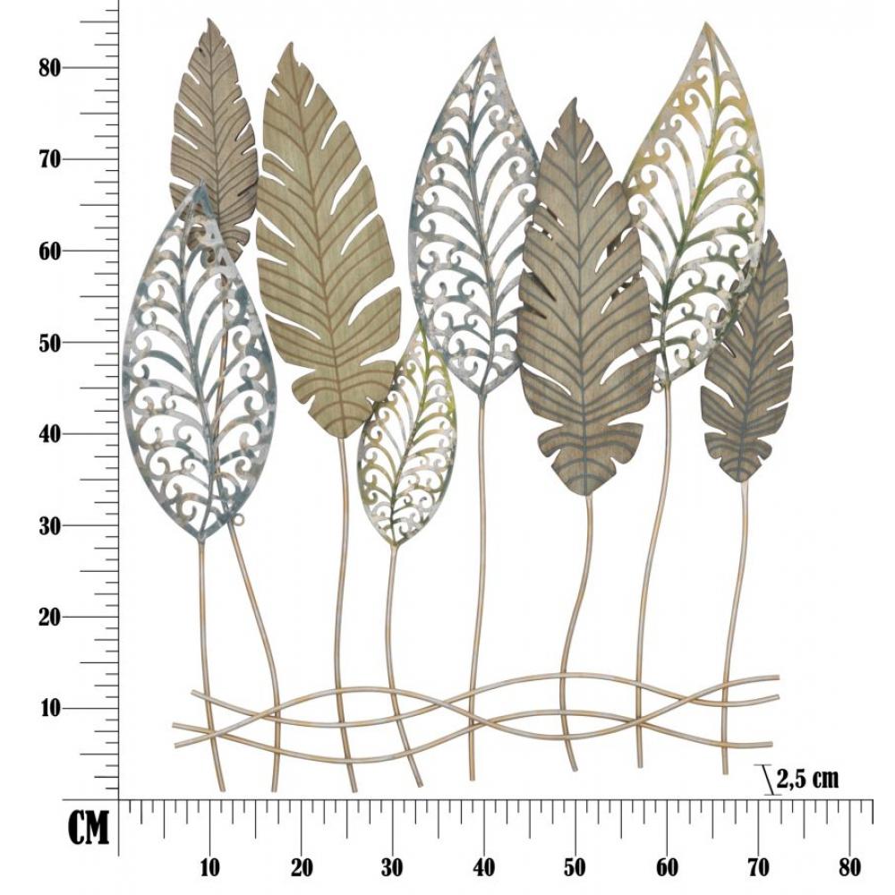 PANNELLO IN FERRO E LEGNO FOGLIE -C- OFFICINE55 BICOLORE