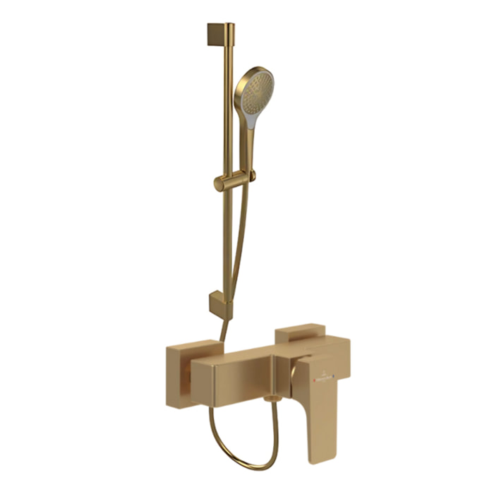 Mitigeur mécanique douche Architectura Square + Ensemble de douche Verve Showers 3 jets Or brossé