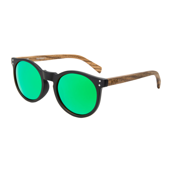 Gafas de sol OCEAN LIZARD WOOD - Madera negro y patillas marrón / Revo verde