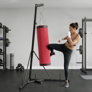 Soporte para Saco de Boxeo de Pie de Acero, Soporte para Bolsa de Boxeo con Altura Ajustable 175–220 cm y 185–231 cm, Base Pesada y Bolsa de Arena, Entrenamiento para MMA, Gimnasio en Casa