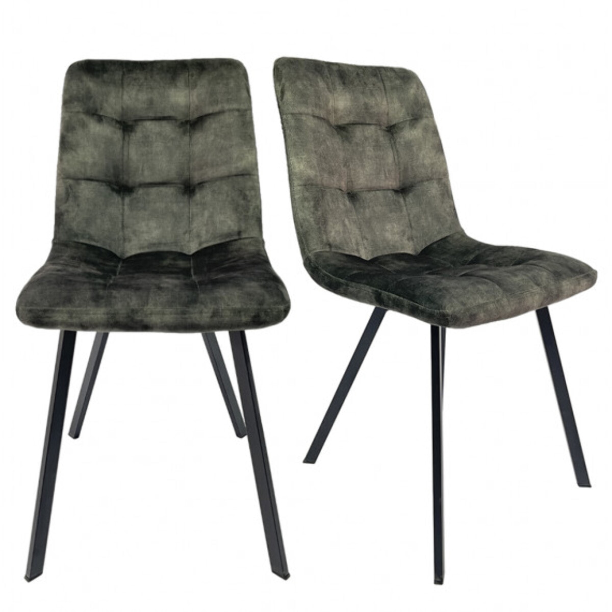 Chaise capitonnée en velours - HERBY