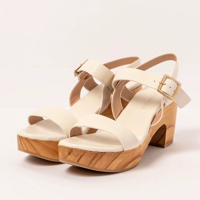 Sandalias con tacón S3272 NAPPA CREAM/ ST.LAURENT SANDAL color Cream