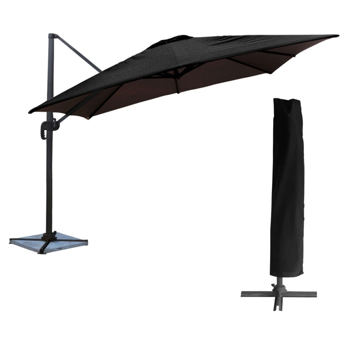 Parasol déporté MOLOKAI carré avec housse -