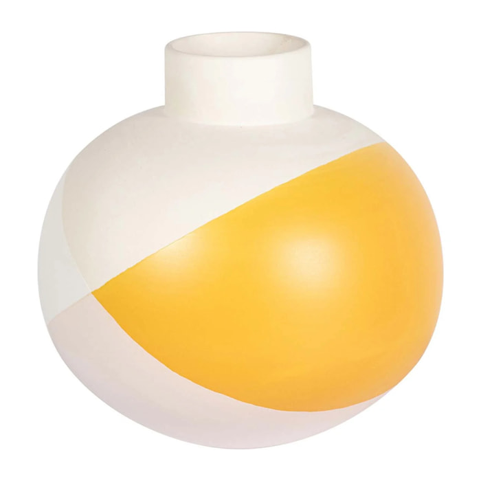 Florero Ceramica Beige Amarillo 22x22x23 Cm