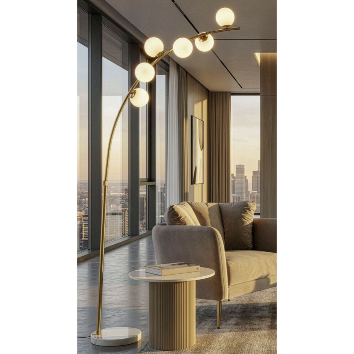 LAMPADA DA TERRA GLAMY ARC 6 LUCI CM 130X45X220-246