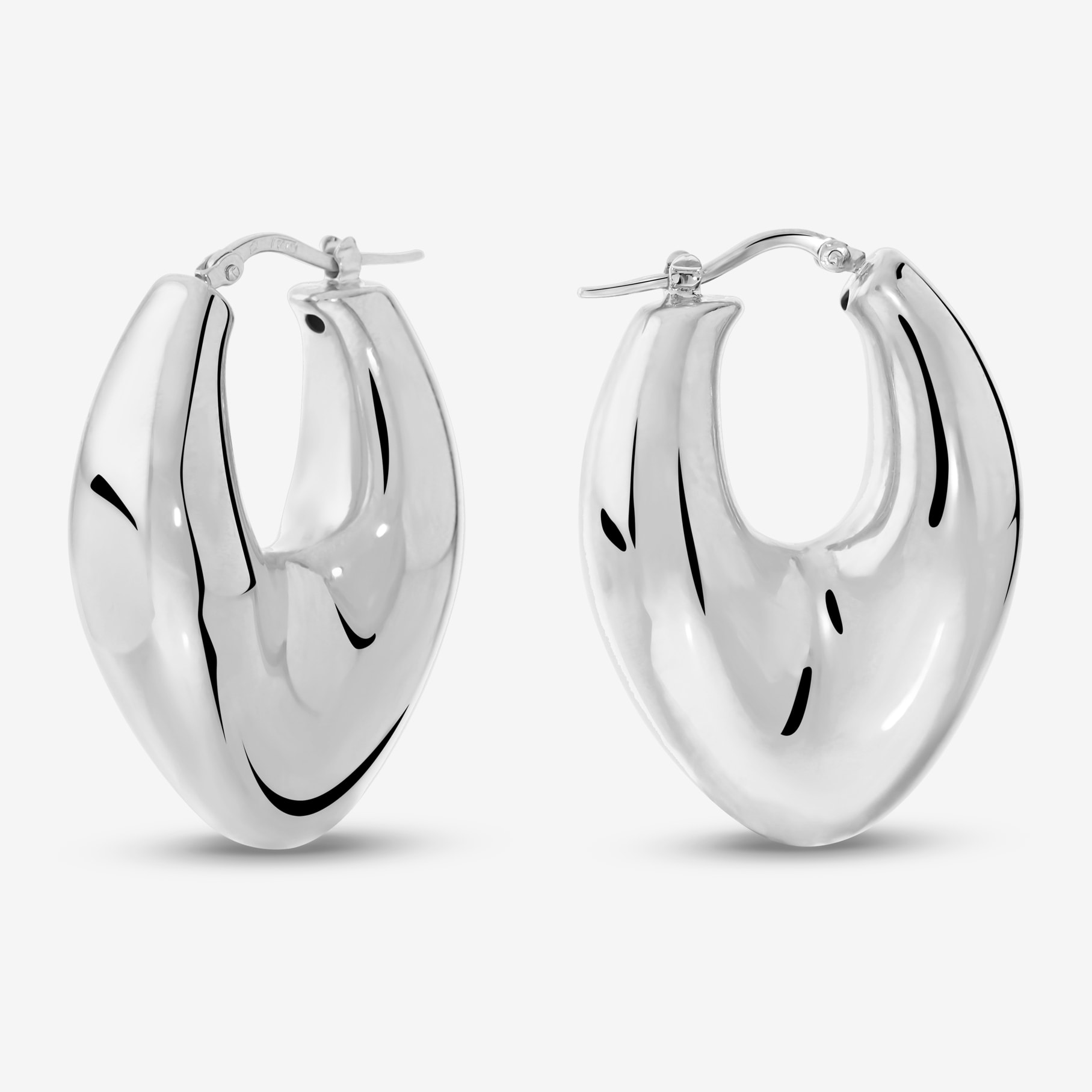 Orecchini a Cerchio Lucidi Design a Marquise placcati Rodio