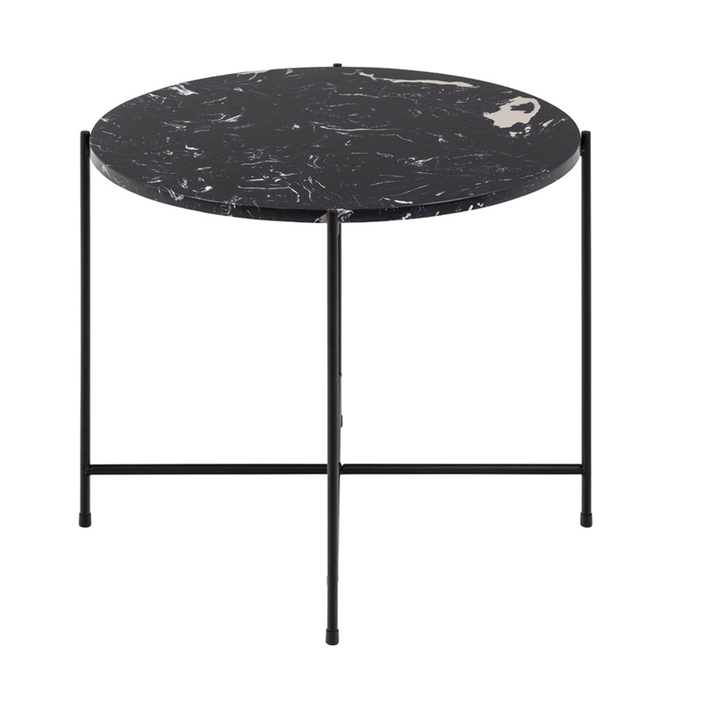 Ezaro - table basse - 52 cm - plateau en marbre - pieds en acier - Noir
