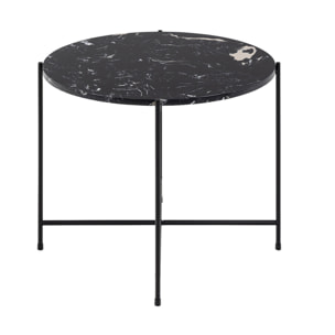Ezaro - table basse - 52 cm - plateau en marbre - pieds en acier - Noir