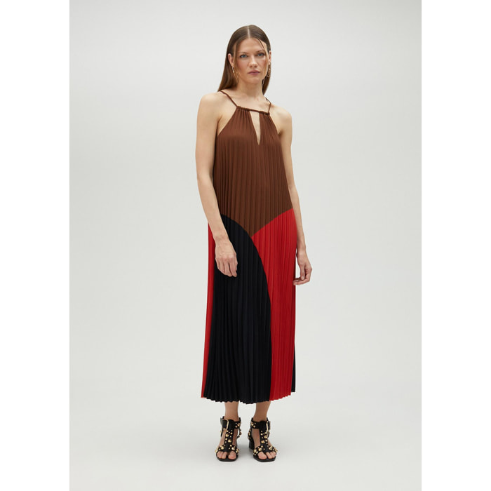 Vestito plissettato tricolore