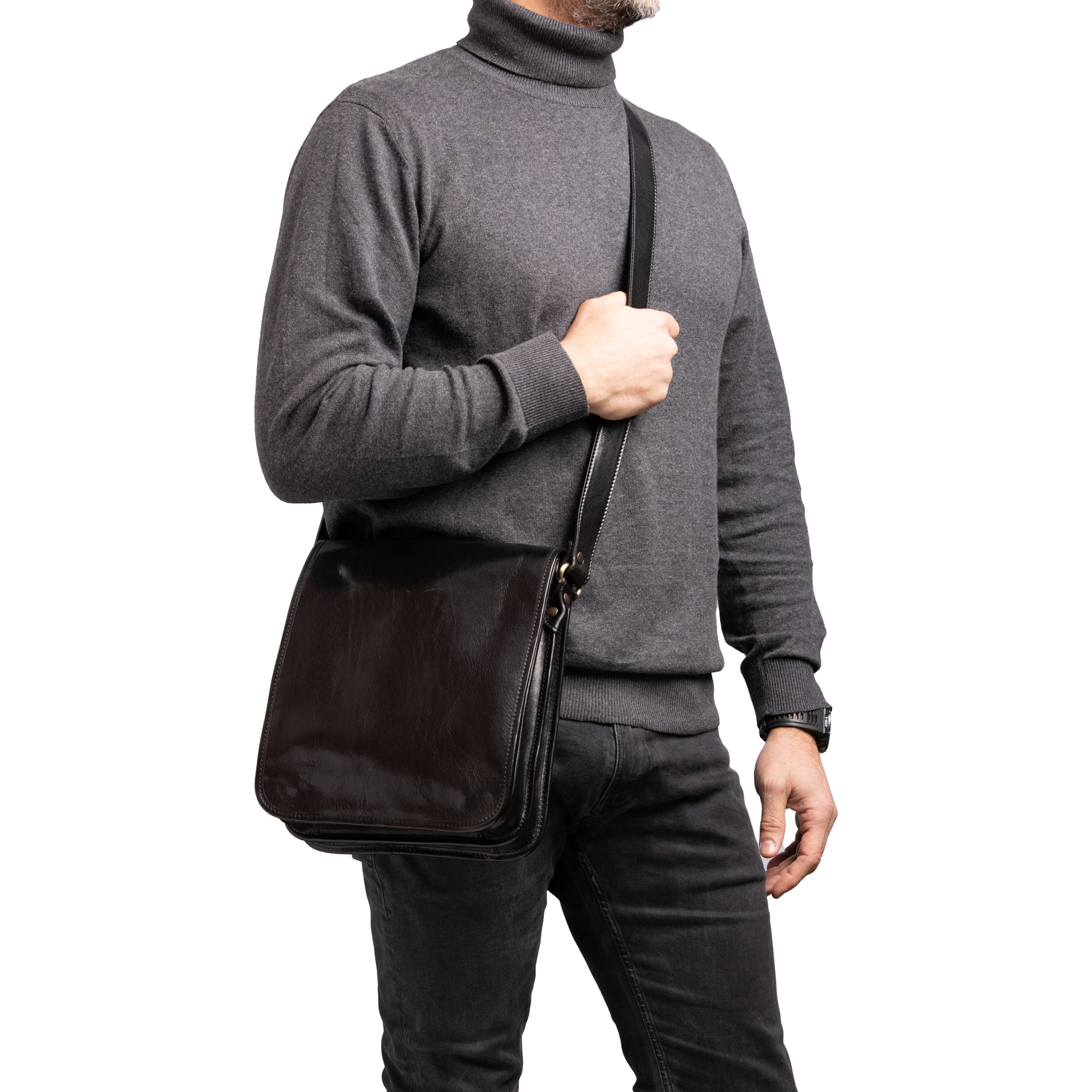 Borsa a tracolla  da uomo In Vera pelle Made in Italy 29x24x9 cm