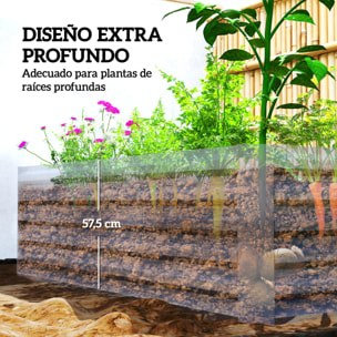 Jardinera Exterior Grande Rectangular de Acero Galvanizado, Huerto Urbano para Cultivar Plantas, Macetero Grande Exterior con Base Abierta, Resistente a la Intemperie, 180x90x57,5 cm, Gris