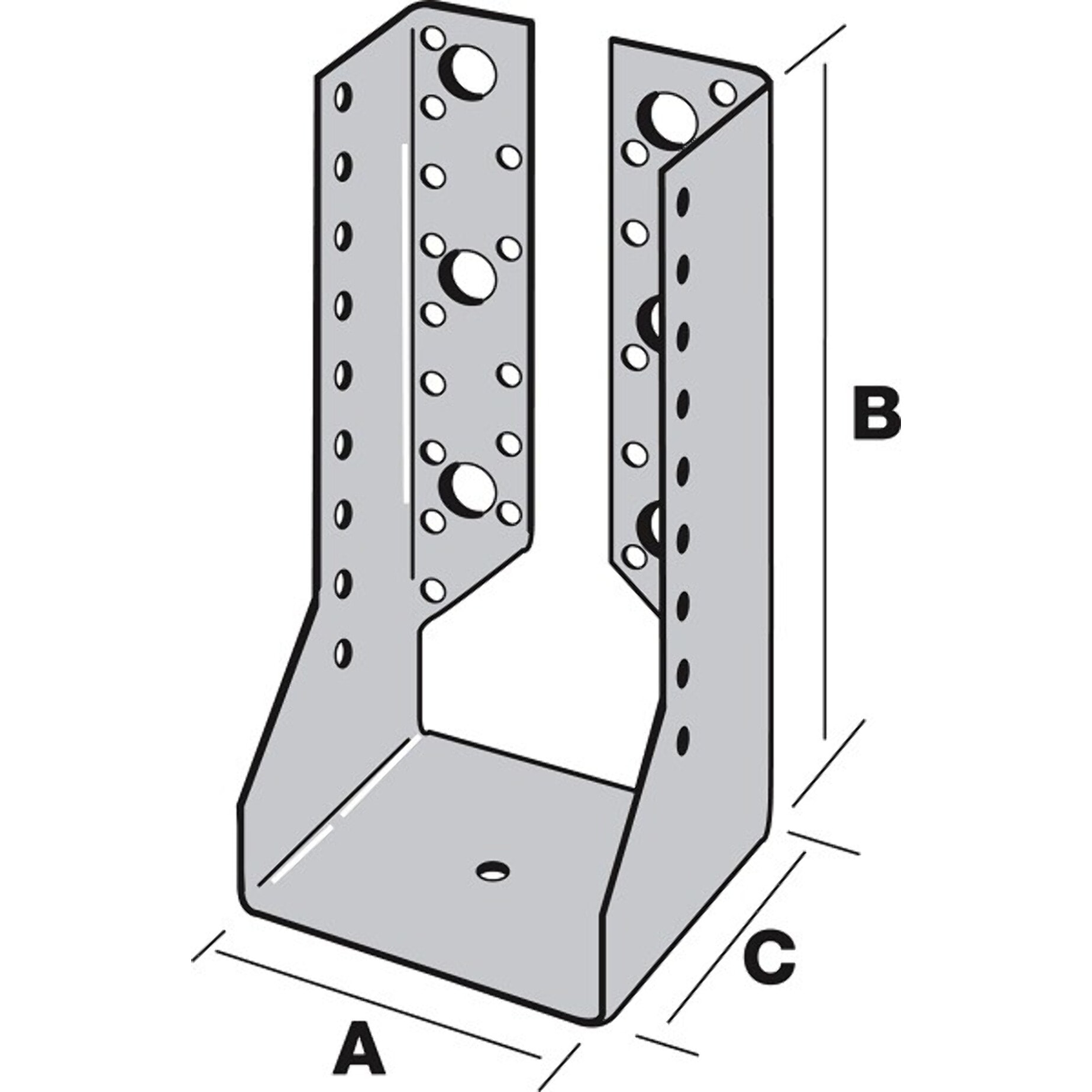 Sabot de charpente à ailes intérieures SIMPSON - 64x138x76mm - ép. 2mm - SAI340/64/2