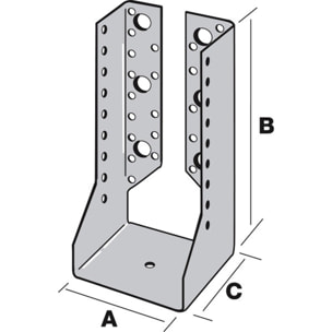 Sabot de charpente à ailes intérieures SIMPSON - 64x138x76mm - ép. 2mm - SAI340/64/2