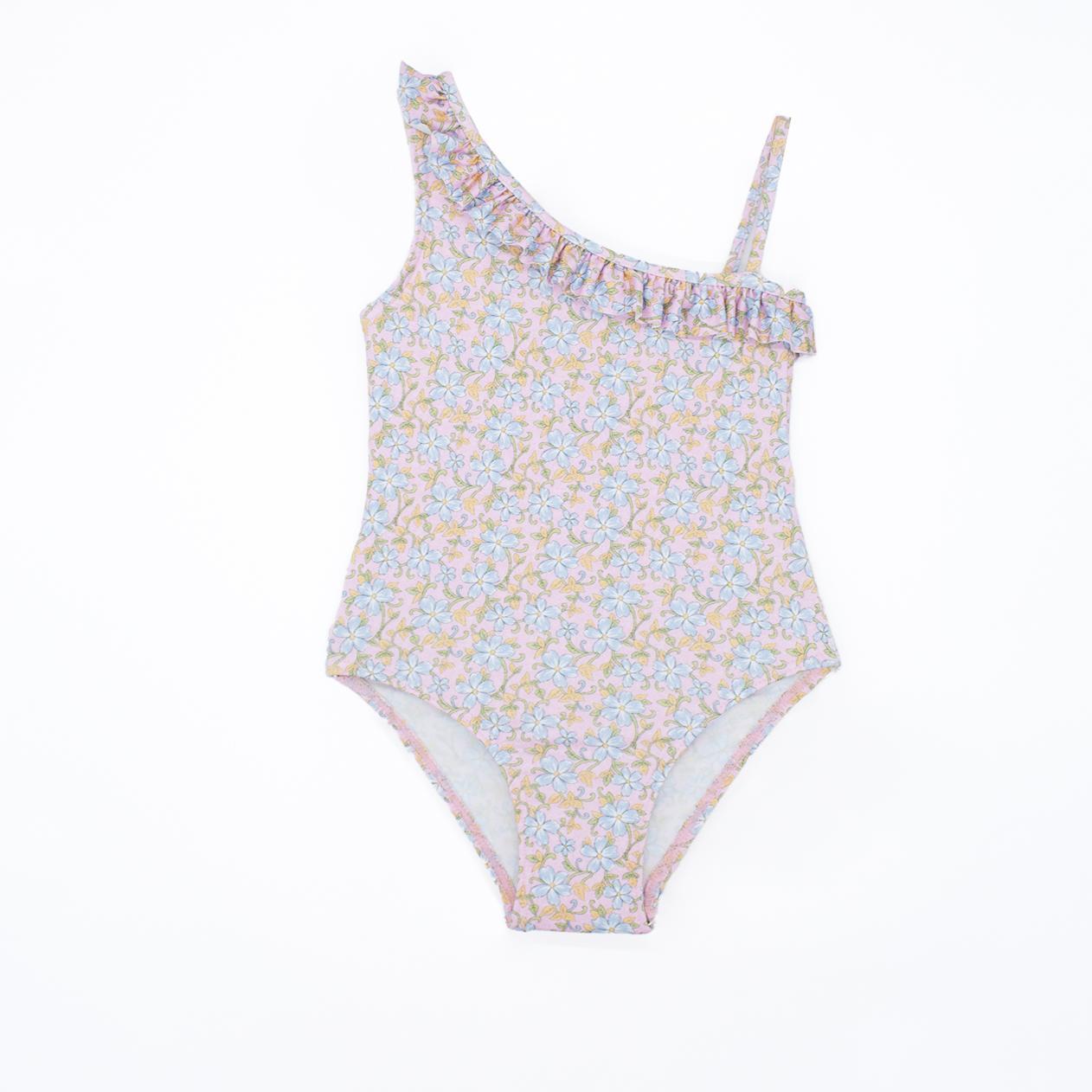 Bañador asimétrico flor azul