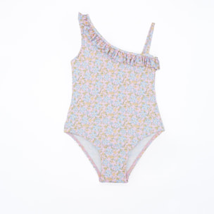 Bañador asimétrico flor azul