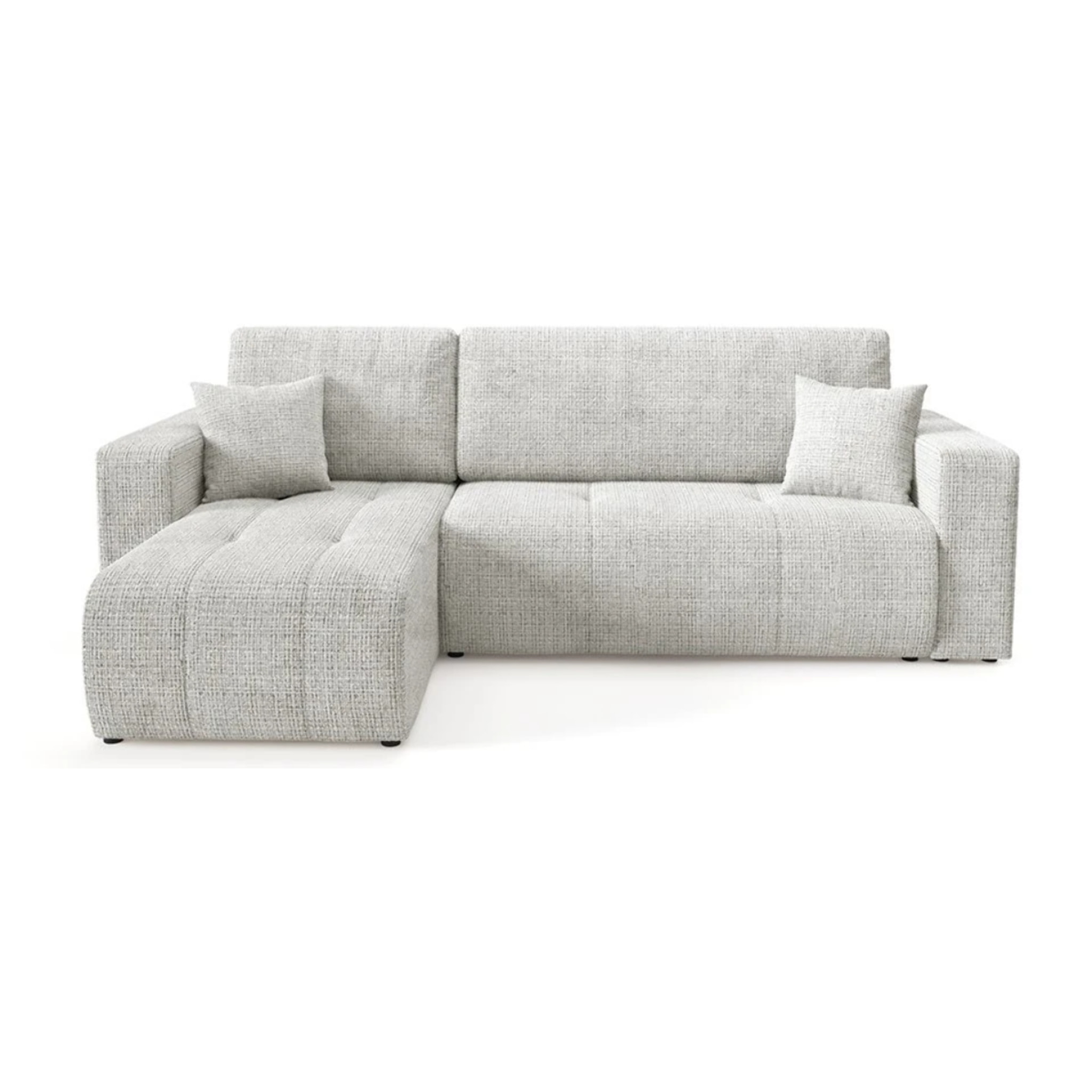 AURORE - Canapé d'angle gauche 3 places en tissu texturé gris