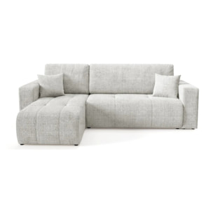 AURORE - Canapé d'angle gauche 3 places en tissu texturé gris