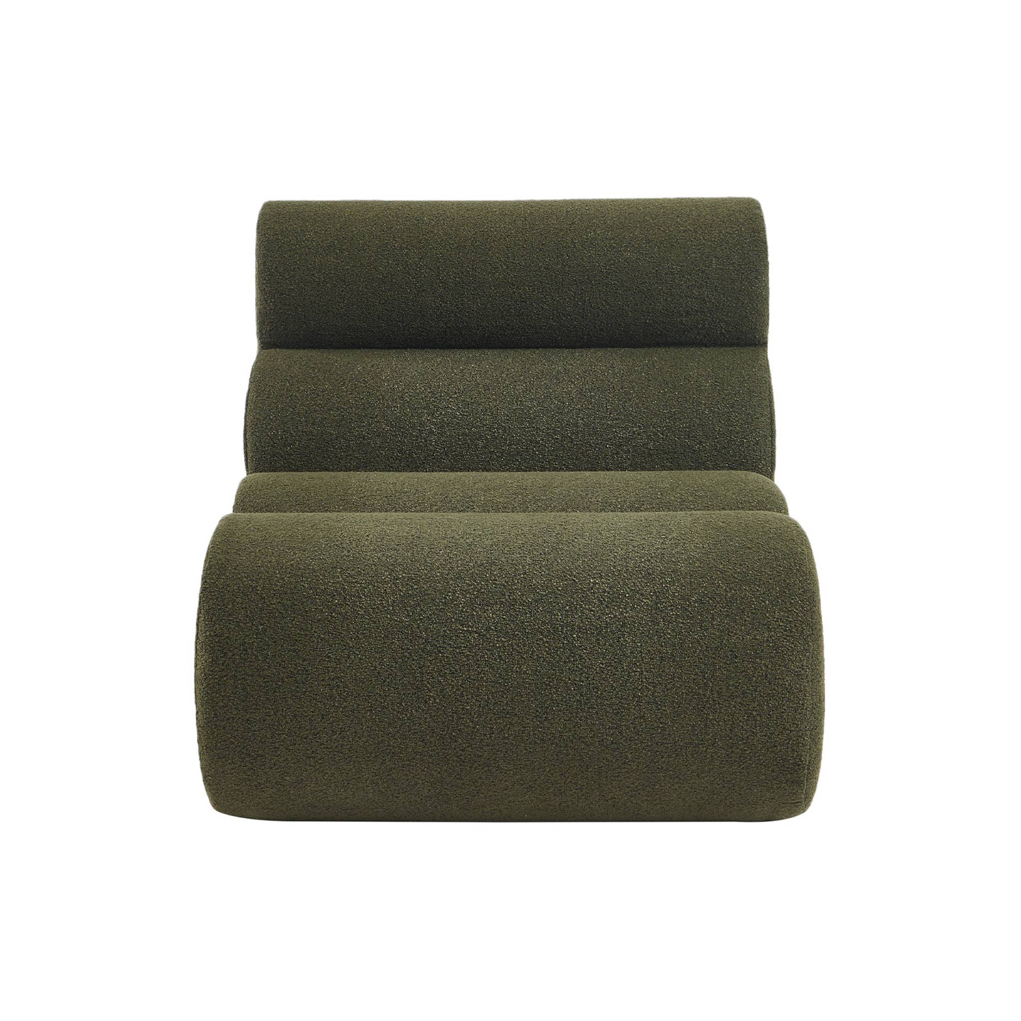 Lot de 3 chauffeuses bouclette texturée kaki 1 place - L 81 x P 99 x H 81cm - Nova