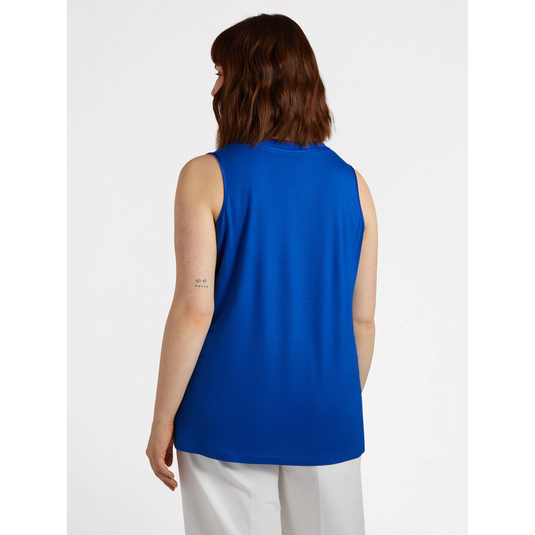 Fiorella Rubino - Top de dos tejidos con escote de pico - Azul aciano