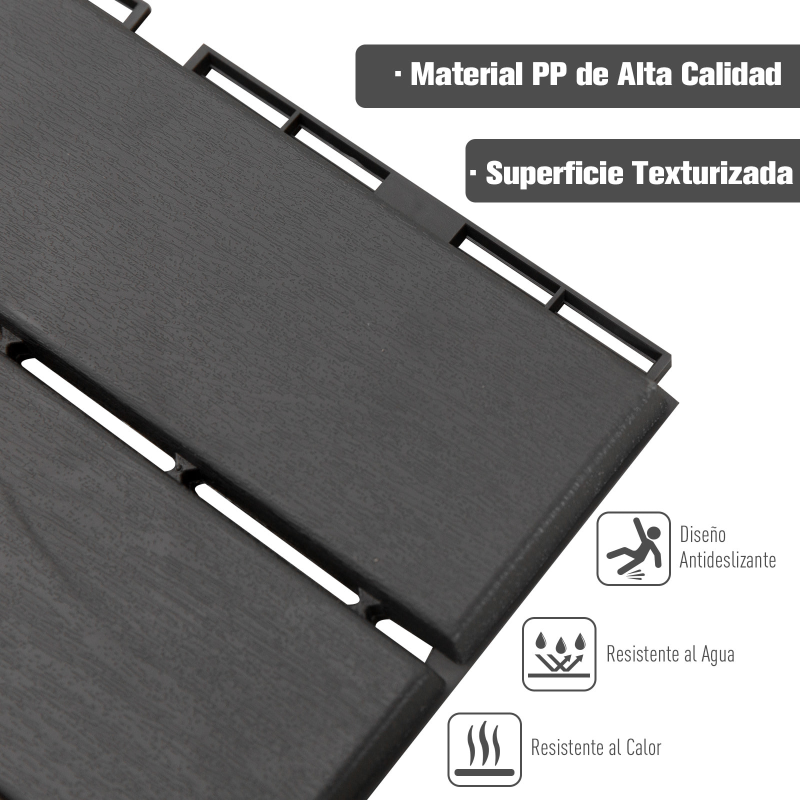 Baldosas Cuadradas para Suelos 30x30 Paquete de 9 Piezas Cubre 0.81 m² Negro