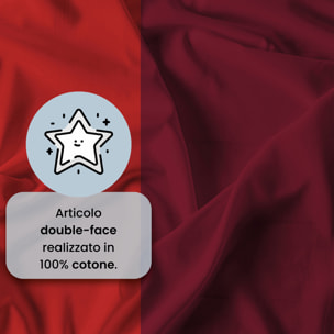 COMPLETO LETTO NATURAL COLOR, 100% Cotone, Made in Italy - BORDEAUX/ROSSO