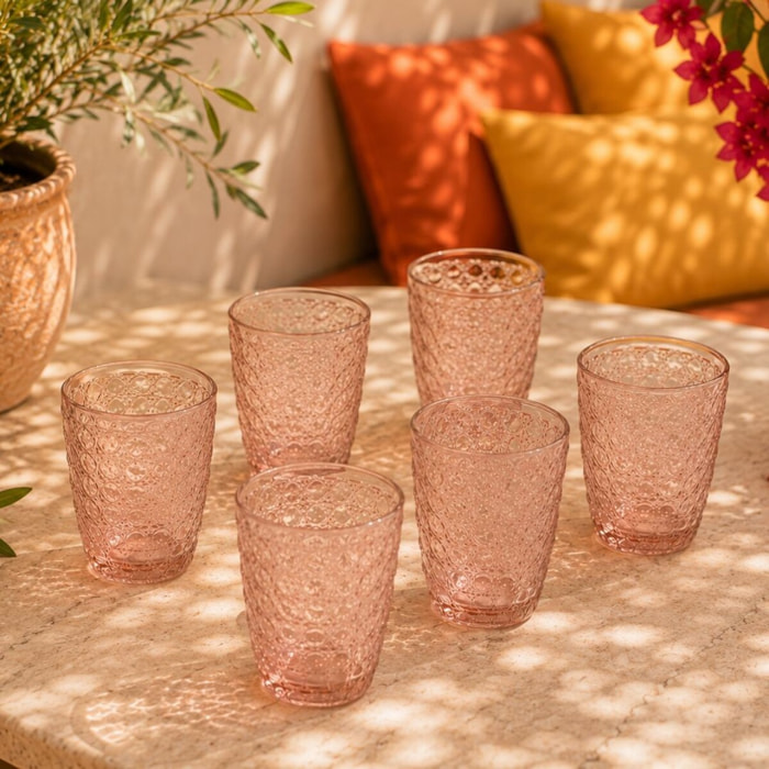 Lot de 6 verres rose, HANAE