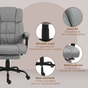 Silla de Oficina con Masaje de 6 Puntos Silla de Escritorio Giratoria con Respaldo Alto Reclinable Altura Ajustable Reposapiés y Mando a Distancia