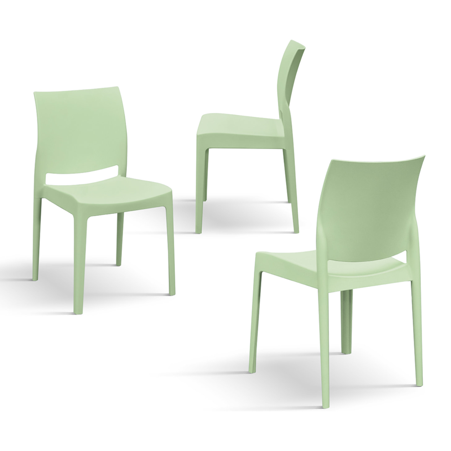 Set di 4 sedie HOBIE BEACH in polipropilene verde pastello, impilabili