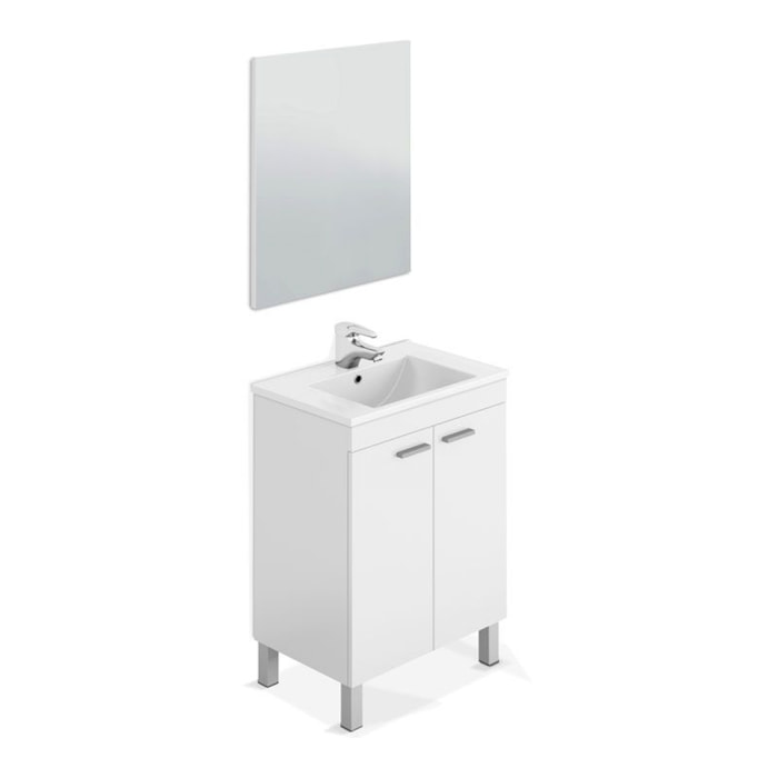 Mueble de baño con espejo LC1 60 Blanco Brillo