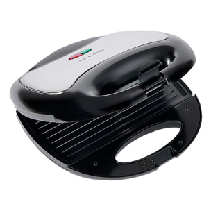 Sandwichera antiadherente con 750W de potencia y luz indicadora.