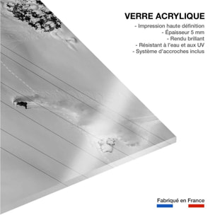 Tableau noir et blanc traces snowpowder Tableau plexiglas