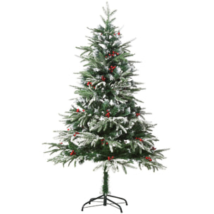 Sapin de Noël artificiel enneigé Ø 75 x 150H cm 451 branches épines imitation Nordmann grand réalisme 56 houx