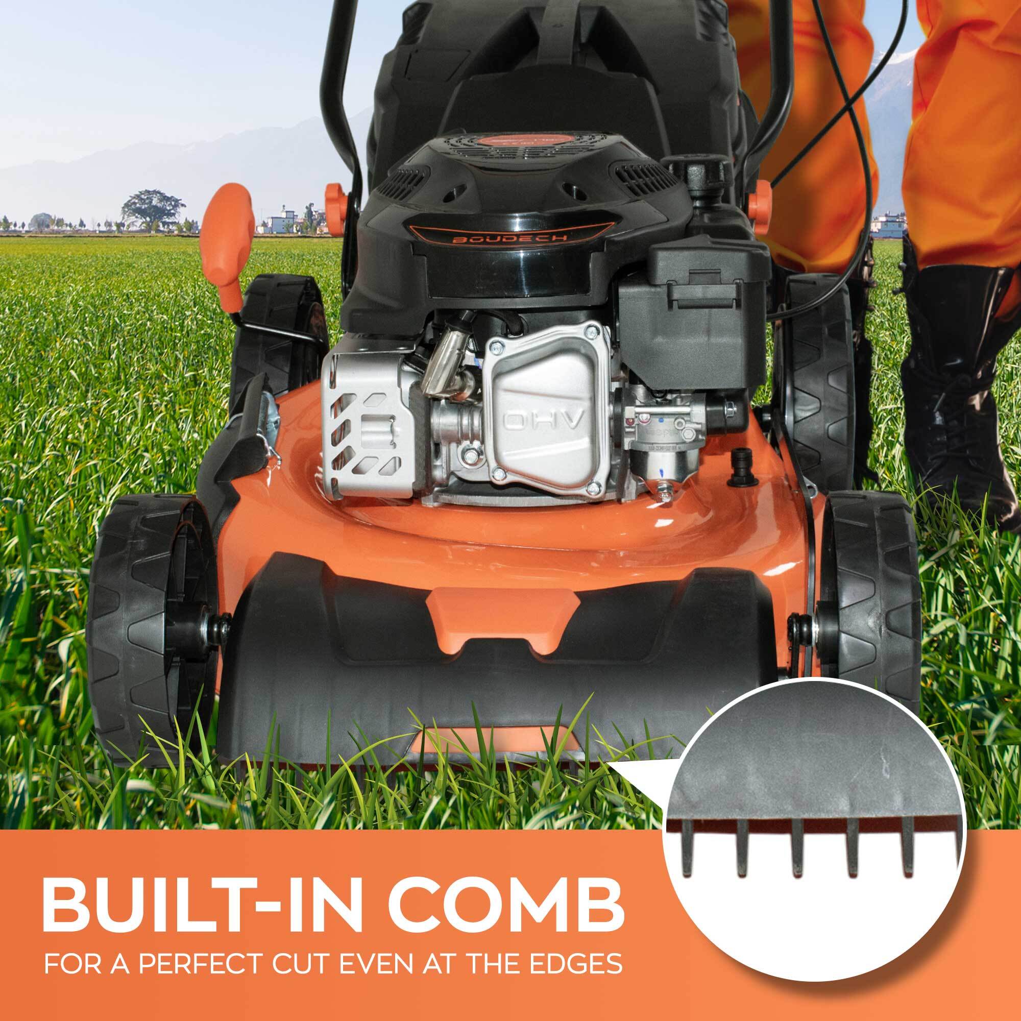 Jukut 170 - Tosaerba a Trazione Motore 4 Tempi a Scoppio Benzina 170cc 3.5HP Taglio 30-80 mm con Funzione Pacciamatura Nero