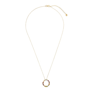 Collana in Argento 925 placcato Oro Giallo 18Kt con Pendente ad Anello in Pietre Naturali Sfaccettate