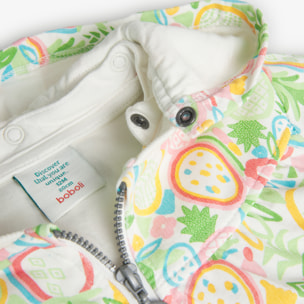 Chaqueta felpa niÃ±a, capucha desmontable estampada, verde