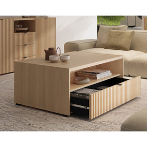 Judy - table basse 100 cm - effet bois - 1 tiroir et 1 niche - Bois