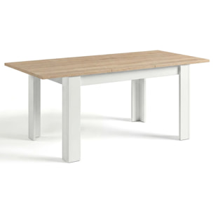 Mesa de comedor extensible en blanco artik y roble canadian 140-190x90 cm Sira Blanco Artik (Blanco Mate) - Roble Canadian